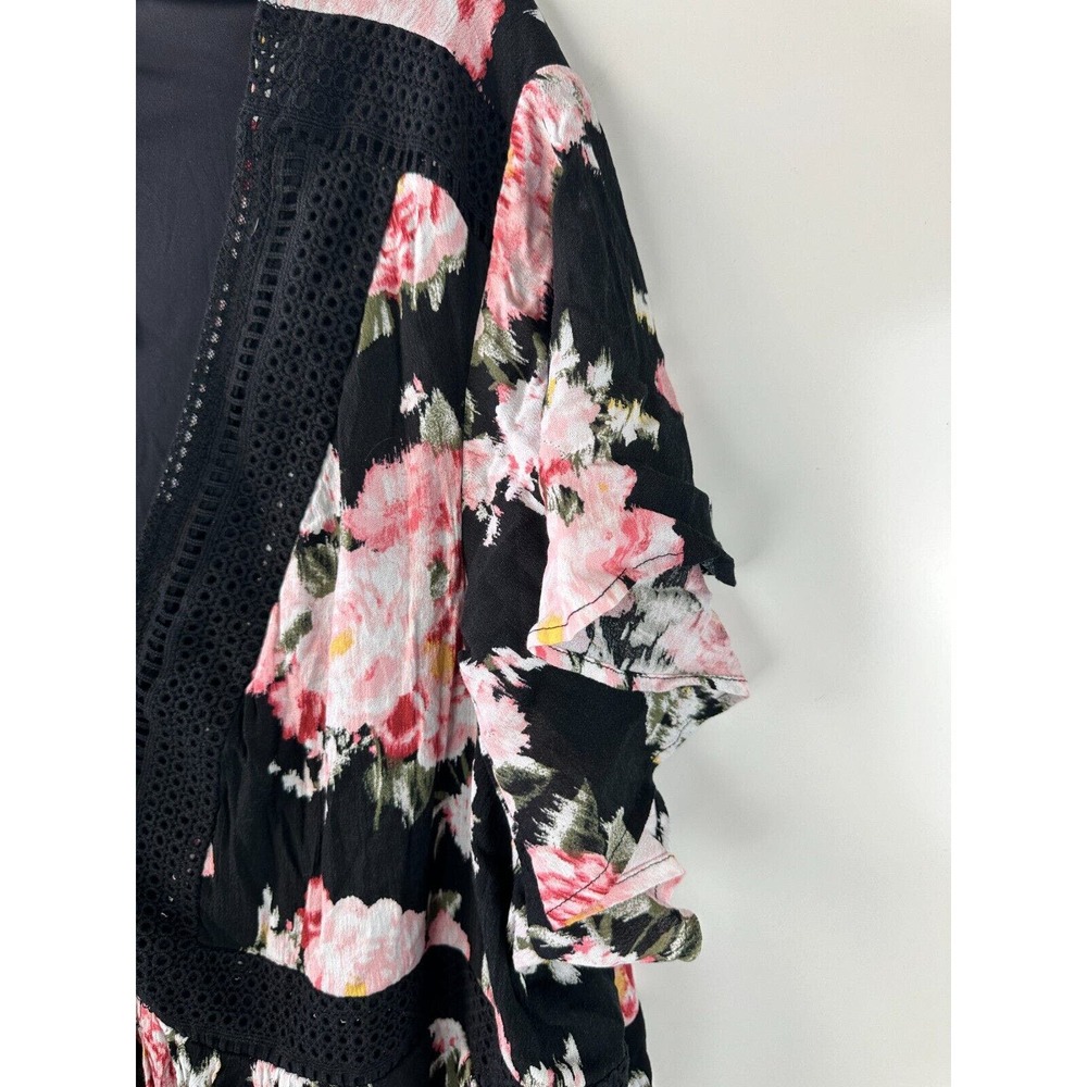 NWT Torrid Mini Gauze Lace Up Skater Dress Black Floral Print Plus Size 5 5X - Picture 8 of 15
